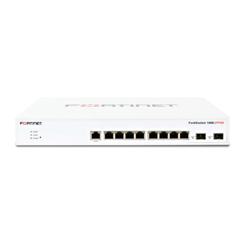 Fortinet FS-108F-FPOE | FortiSwitch 108F 8-Port Gigabit PoE+ Switch with 2x GE SFP Uplinks, 130W