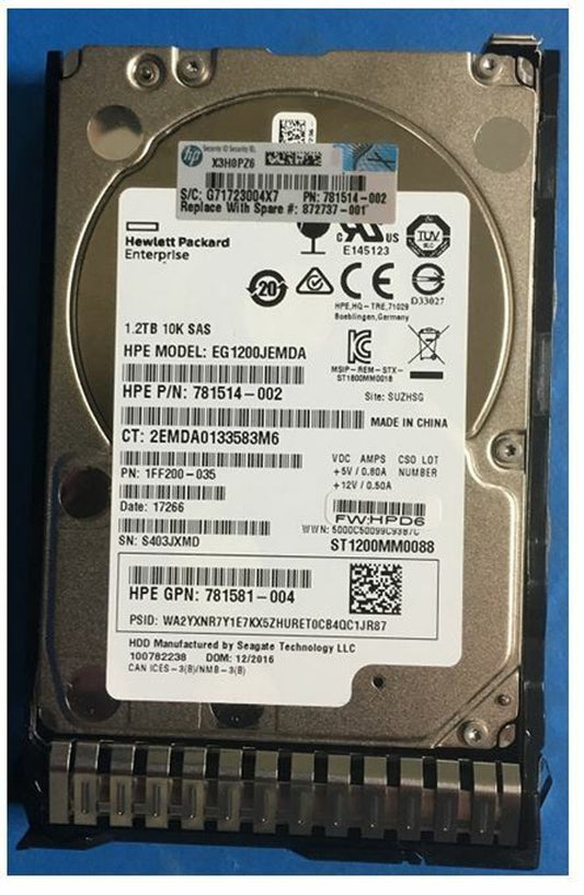 Hpe - Genuine Parts 872737-001 Hp 1.2tb 10k 12g Sas Sff Sc Ds Hdd 872479-b21