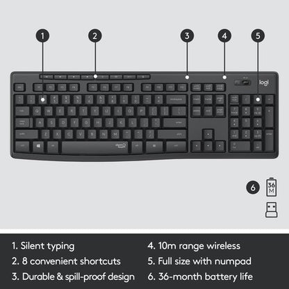MK295 SILENT WL KEYBOARD MOUSE COMBO GRAPHITE