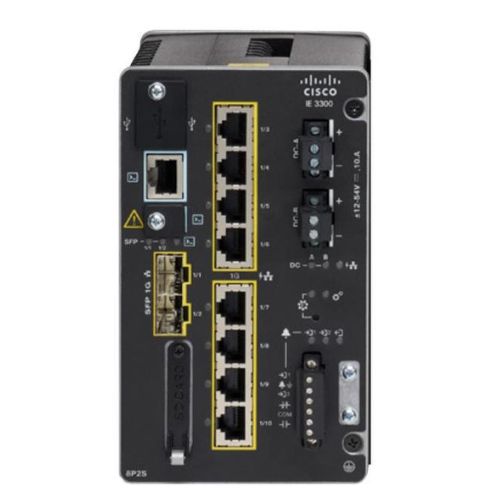 Cisco IE-3300-8P2S-E Catalyst IE3300 Series Rugged Switch – 8 x Gigabit Ethernet PoE+ Ports, 2 x SFP Uplink Slots, Layer 3 Managed