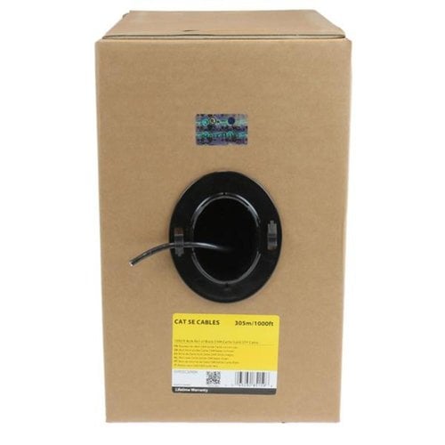 1000FT BLACK CAT5E CABLE BULK SOLID ETHERNET CABLE SPOOL RJ45