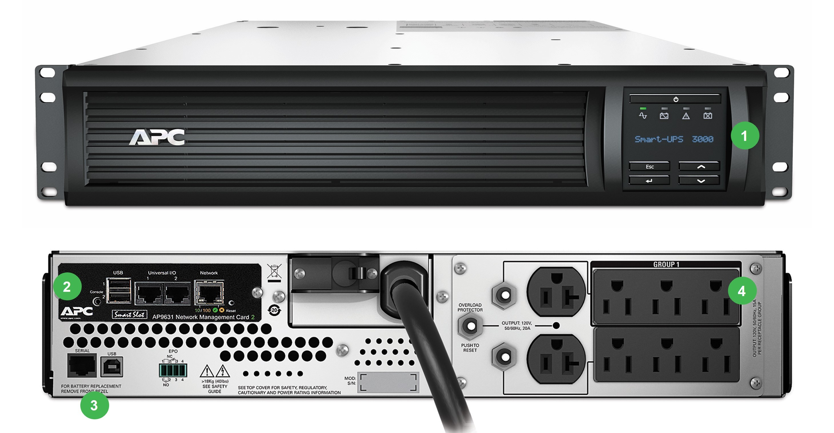 APC SMT3000RM2UNC 3kVA / 2.7kW 120V Line-Interactive 2U Rackmount UPS